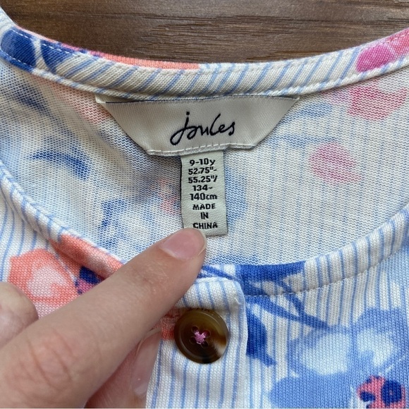 Joules Girl's 9-10 yr. Floral Chambray Liddie Luxe Dress - Picture 2 of 12